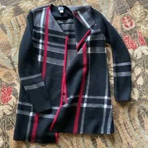 Charter Club Petite Open Cardigan in Black and Red Plaid
